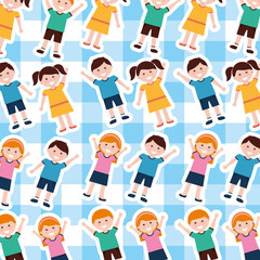 happy cartoon kids background vector illustration