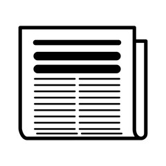 Minimalistic isolated newspaper icon with name, flash news headline and two columns