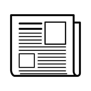 Minimalistic isolated newspaper icon with two pictures and headline