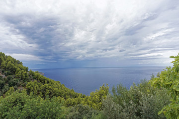 beautiful view from top of the hill on the sea, postcard idyll, Mallorca, Europe