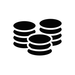 Stack of coins or casino chips flat icon for games and apps