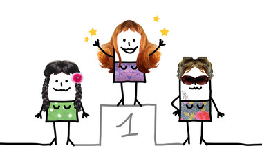Cartoon First Star Woman on Podium
