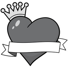 Royal Heart with Banner Illustration - A vector cartoon illustration of a Royal Heart with Banner concept.