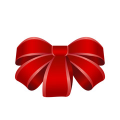 Vector Shiny red Satin Gift Bow Close up Isolated on White Background