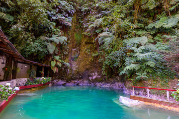 Natural pool of Fuentes Georginas - hot springs around Zunil and Quetzaltenango - Xela, Guatemala