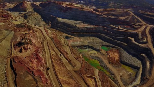 Aerial view of huge, modern open pit mine
