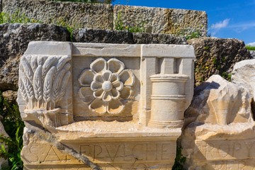 Archaeological site of Eleusis (Eleusina). Roman sculptures. The Roman approach to the the center of the sanctuary was built by Hadrian and construction was completed by Marcus Aurelius.Archaeological