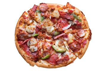 Pizza  top view isolated on white background