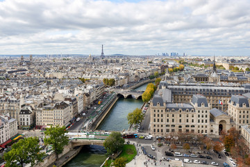 Autumn Paris Panorama, overlooking the roof of the Cathedral of Our Lady of Paris