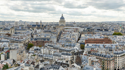 Fototapeta na wymiar Autumn Paris Panorama, overlooking the roof of the Cathedral of Our Lady of Paris