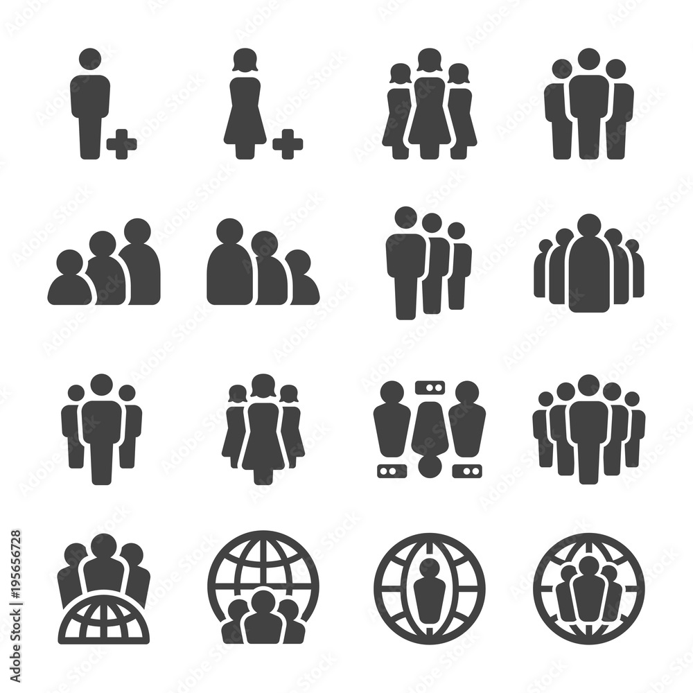 Wall mural people,population icon set