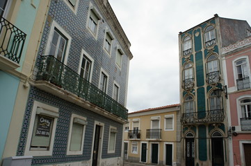 Fototapeta na wymiar Ceramic facade in Obidos, Portugal