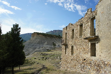 Fototapeta na wymiar Esco forbidden village near Zaragoza in Aragon, Spain