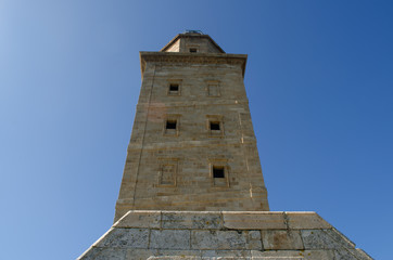 Fototapeta na wymiar Tower of Hercules in Galicia, Spain. Historical monument.