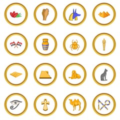 Egypt travel icons circle