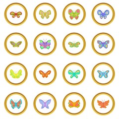 Fototapeta na wymiar Butterfly fairy icons circle