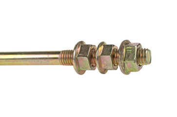 nut, bolt, thread isolated on white background