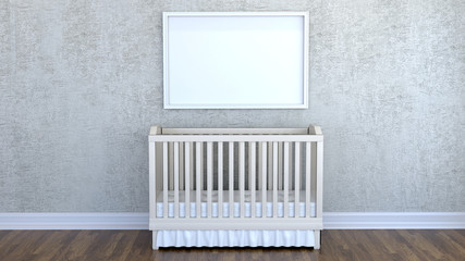 Children's room with a cot. 3D rendering