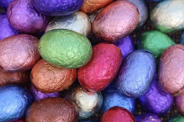 Obraz na płótnie Canvas Close up of chocolate easter eggs