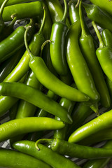 Raw Green Organic Serrano Peppers