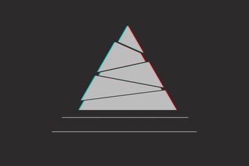 a gray pyramid divided into parts with 3D effect and two lines below it