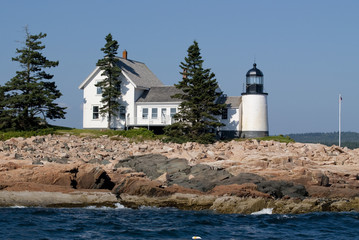 Fototapeta na wymiar Winter Harbor Lighthouse in Acadia National Park in Maine