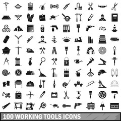 Obraz premium 100 working tools icons set, simple style 