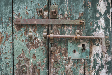 weathered locked door