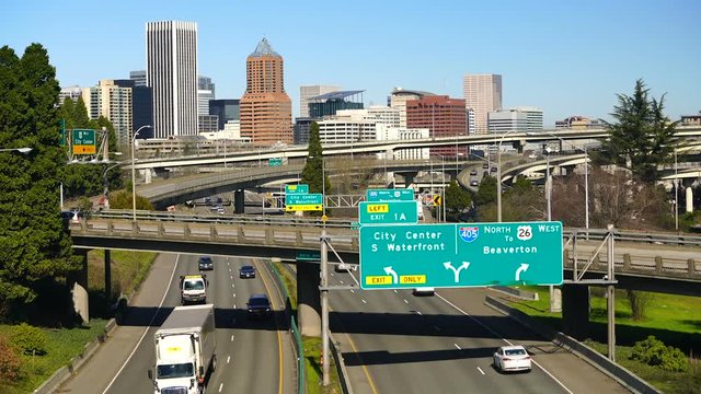 Multiple Lanes Interstate Highway Interchanges in Portland Oregon