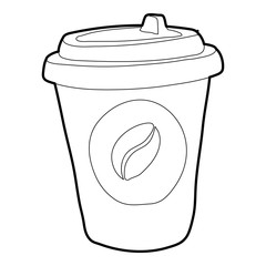 Plastic cup of coffee icon, outline style