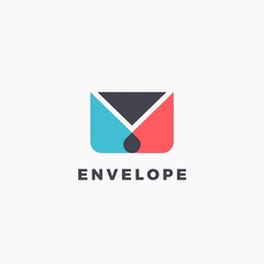 Flat vector illustration of stylized envelope. Minimalist silhouette logo for delivery service, app icon or post office