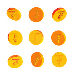 Obraz premium Golden Coins with Tugrik Symbols