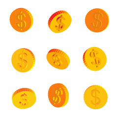 Golden Coins with Dollar Symbols