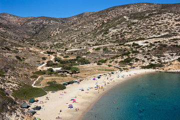 Fototapeta na wymiar Kendros, beautiful sandy beach with crystal clear water,Donousa. South Aegean 