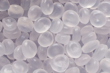 Polypropylene granule close-up background texture