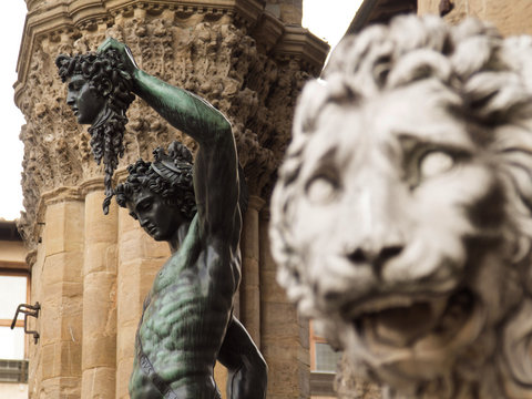 Italia, Toscana, Firenze,il Perseo del Cellini,nella loggia dei Lanzi.