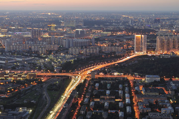 Fototapeta na wymiar Cityscape at night - Moscow, Russia