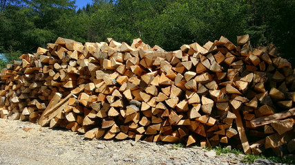 Stack of firewood background