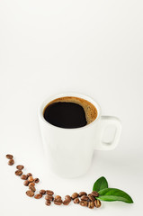 A cup of coffee on white background