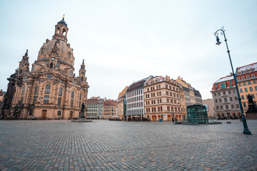 Fototapeta premium Church Frauenkirche in the cloudy day, Dresden, Saxony, Germany