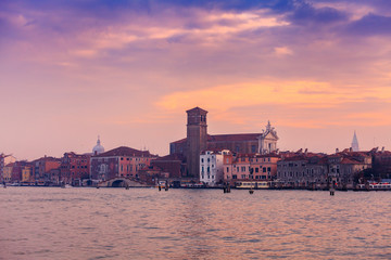 Fototapeta premium View from the sea to Venice, Italy