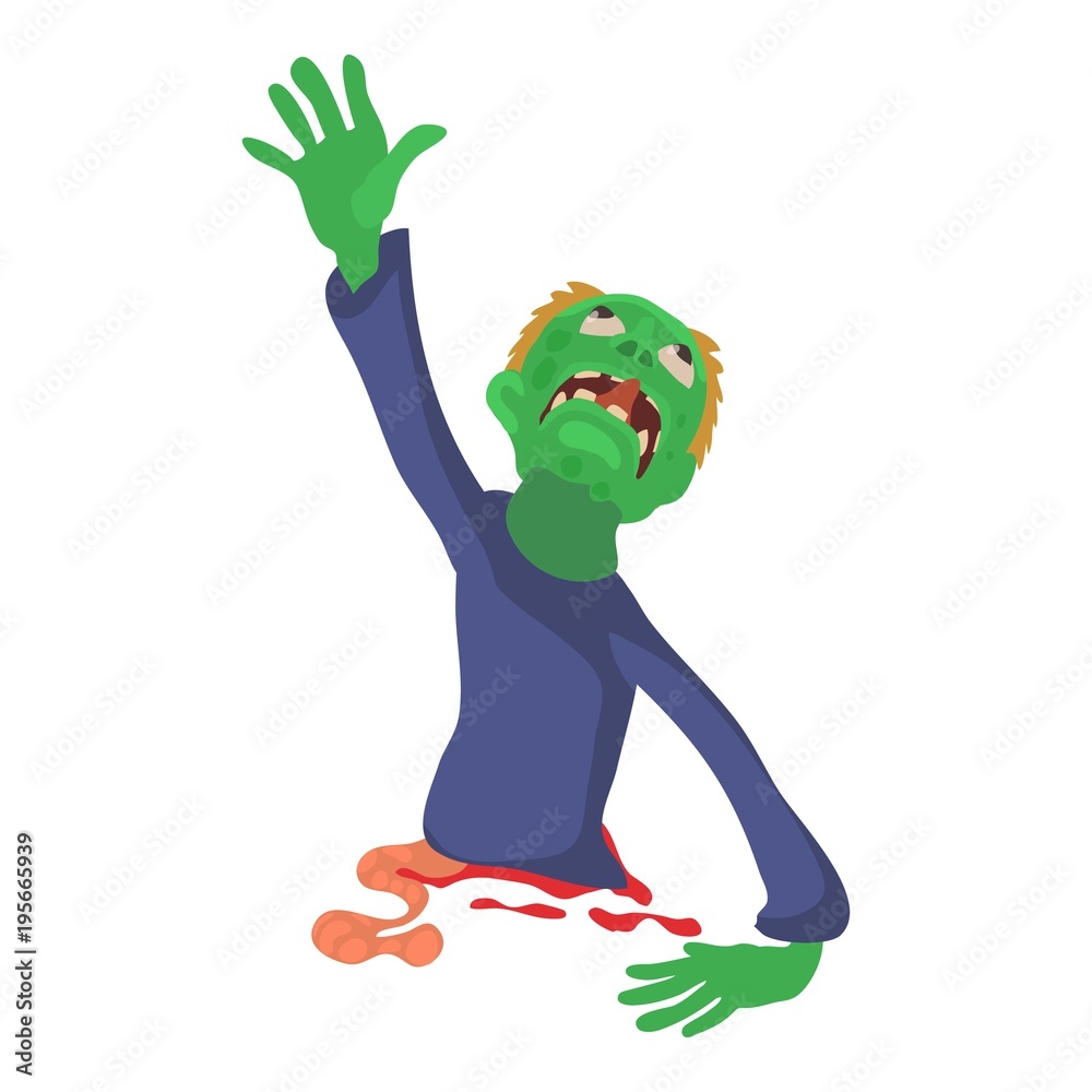 Wall mural zombie without lower body icon, cartoon style