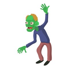 Dancing zombie icon, cartoon style