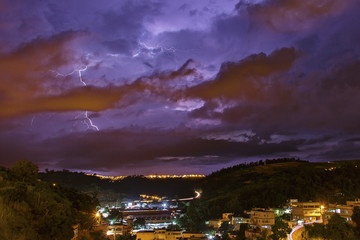 Lightning and thunder over the city, Colatina, Espírito Santo, Brazil