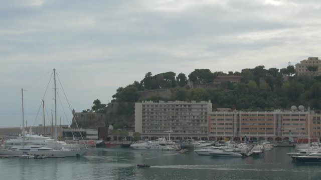 Pan right of the Hercules Port in Monaco