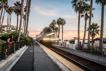 Speeding Train on Train Tracks in San Clemente