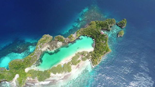 Aerial View of Idyllic, Limestone Island in Raja Ampat