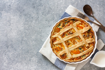 Pumpkin and spinach pie ( quiche)