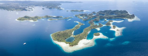 Aerial Panorama of Islands in Raja Ampat