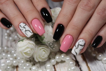 fashionable pink manicure